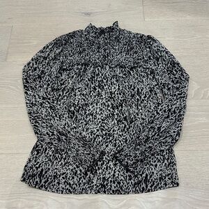 Dynamite Black and White Leopard Print Blouse